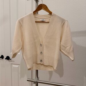 Sandro Cream V-Neck Cardigan